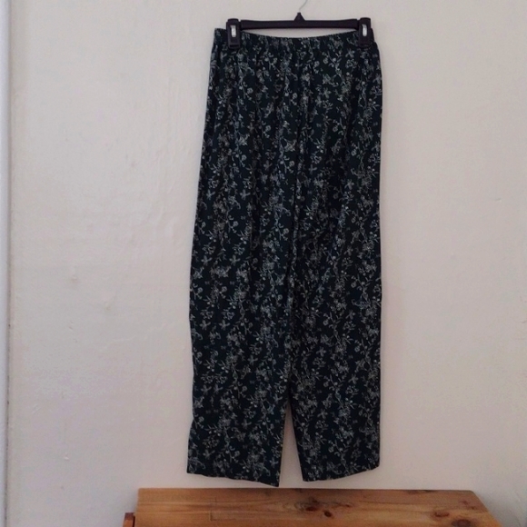 Vintage Isabelle Green Print Elastic Waist Pants Fits Size S - Picture 3 of 9